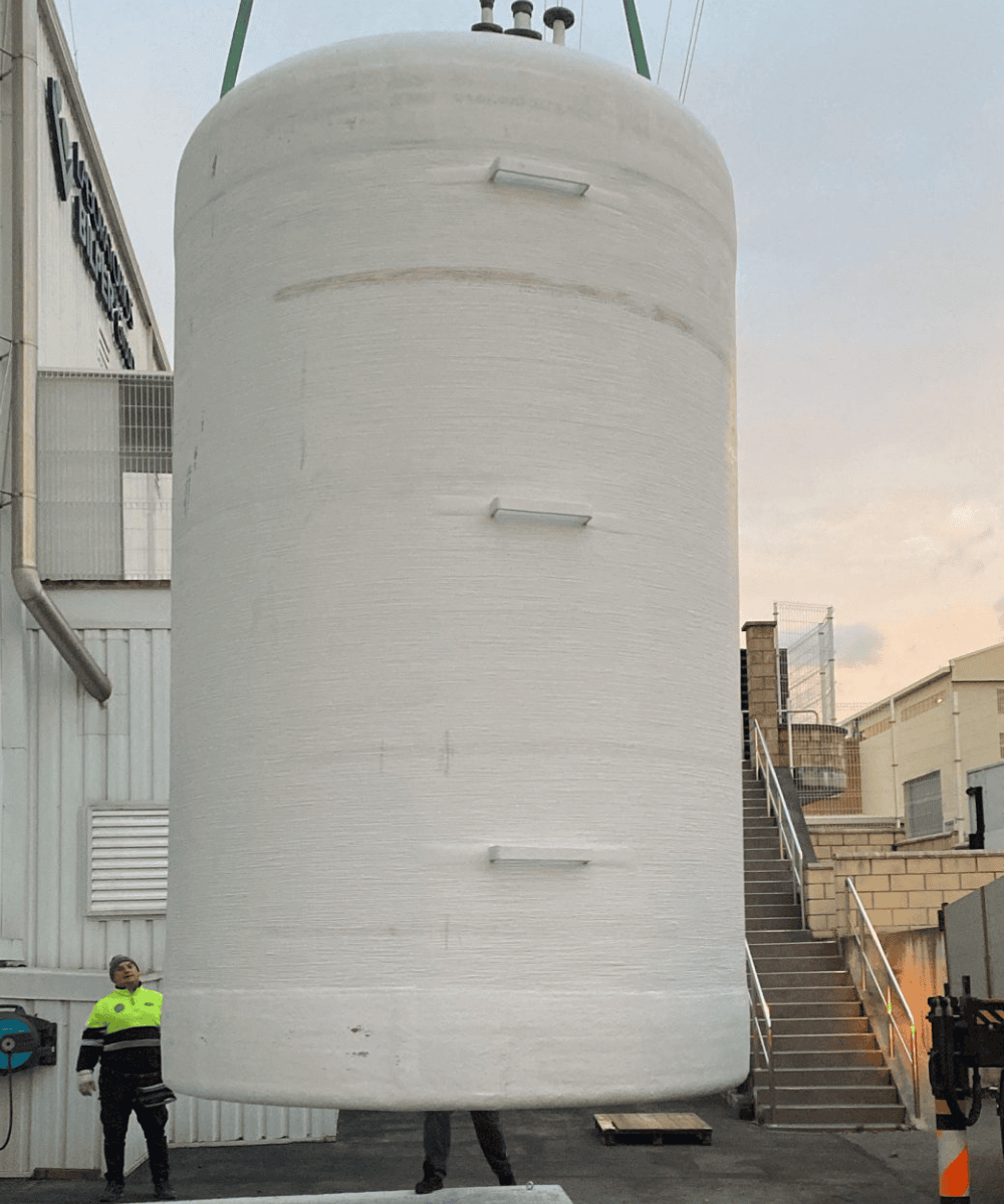 Depósito de poliéster vertical de fondo plano